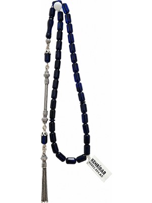 Benko Kehribar Tesbih Kapsül Kesim 11.7gr Taş ÇAPI:5,3X10 Mm,tam BOY:31CM Orjinal Gümüş.