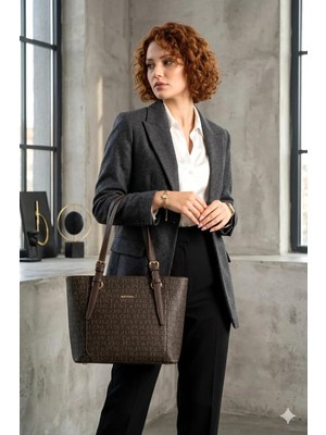 Just Polo Kadın Kahve 4 Bölmeli El ve Omuz ÇANTASI-BD2205