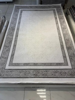 Luxess Halı Kelebek Halı MK507 Antrasit Gri Krem Yün Akrilik Üst Kalite Çerçeveli Avangard Salon Halısı