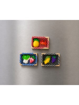 Haki Store Mini Sebze Meyve Kasası Magnet Dekoratif Buzdolabı Magneti