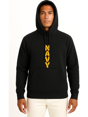 Bahriyeli Collection Kapüşonlu Vert Navy Göğüs ve Sırt Baskılı Unisex Sweatshirt