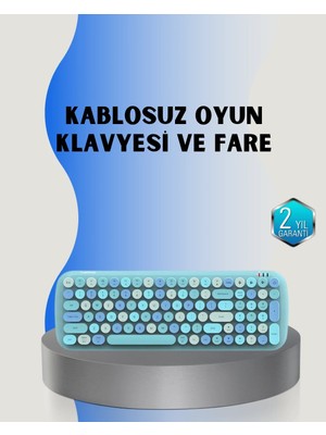 Retro Tarz Kablosuz Klavye Mouse Seti – 104 Tuşlu, Ergonomik Tasarım TKNPX-4342