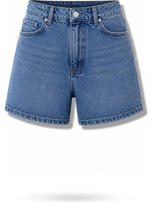 5in1Canpolat Mavi Düz Kesim Denim Şort 1511
