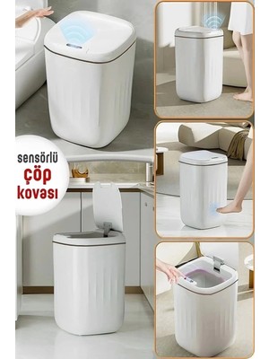 Akıllı Teknolojik Çöp Kutusu Uv Işıklı Otomatik Aç Kapat Sensörlü Mutfak Banyo Ev 20L Tknp