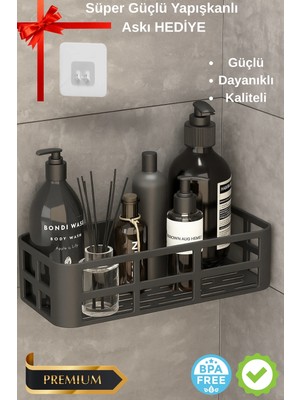 Banyo Düzenleyici Organizer Şampuanlık Havlupan Askısı Havluluk Siyah Banyo Duş Rafı Mutfak R