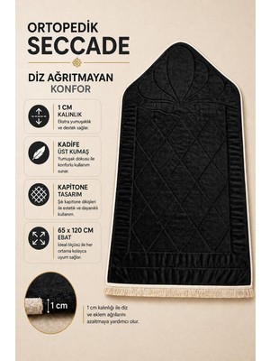 Ortopedik Diz Ağrıtmayan Kapitone Hediyelik Çeyizlik Seccade 1cm Sünger 65 x 120 Ebat
