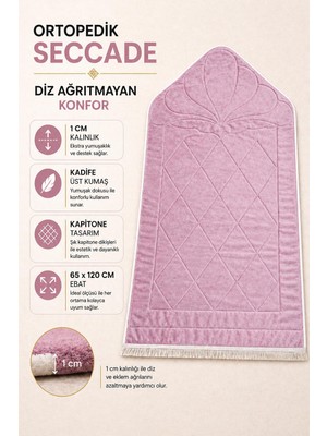 Ortopedik Diz Ağrıtmayan Kapitone Hediyelik Çeyizlik Seccade 1cm Sünger 65 x 120 Ebat