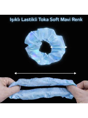 Mestore Soft Mavi Renk LED Işıklı Lastikli Saç Tokası - 3 Modlu Festival  Parti Saç Tokası