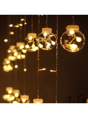 Hereveoyuncak 10 Sarkıtlı Kumandalı Dekoratif Top Içi Mini Toplu LED Günışığı Rengi Dekoratif Aydınlatmaa