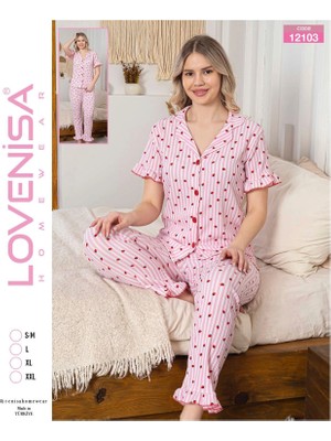 ALFA AKSESUAR 03 Lovenisa 12103 Kadın Bürümcük Düğmeli Pijama Takımı
