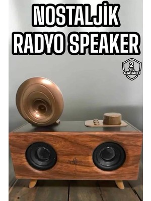 Calperia Bluetooth Hoparlör Ahşap Klasik Retro Gramofon Bluetooth Müzik Kutusu