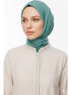 Ang-Scarf 100 x 100 Mint Yeşili Renk Piliseli Bambu Eşarp - Ağırlık Yapmaz - Ütü İstemez - Dört Mevsim Kullanıma Uygun - Kayma Yapmaz