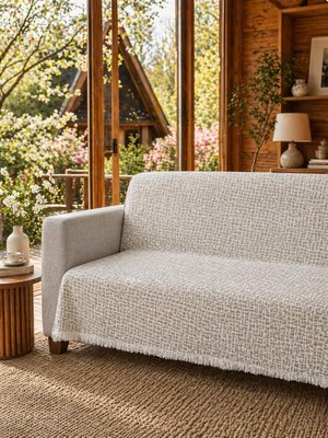 Mermer Desen Kaymaz Yıkanabilir Pamuklu Koltuk Örtüsü 180X220 cm Oturma ve Sırt