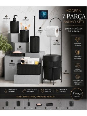 Mavi Concept Premium Lüks 7’li Banyo Aksesuar Seti Modern Tasarım