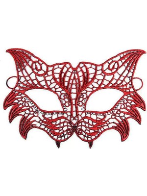Calperia Kırmızı Dantel Masquerade Maskesi 8 No