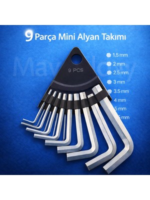 MAYAGLORY 9 Parça Kısa Alyan Takımı Mini Çok Amaçlı Tamir Seti Anahtar Takımı Evde Tamir Anahtar Seti