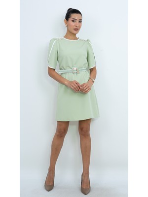 Valerian Moda Özel Seri Kemer Detaylı Mini Elbise - Düğün - Mezuniyet - Ofis Şıklığı