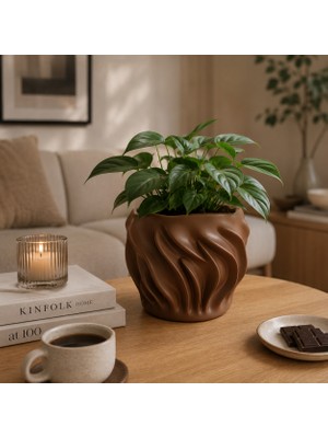 Triora Design Dalgalı Model:dekoratif, Minimalist, Kaktüs, Sükulent Saksı 12CM Yükseklik x 15CM Genişlik Pla