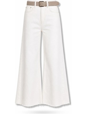5in1Canpolat Beyaz Kemerli Wide Leg Jean 1016