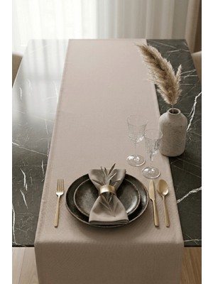Luvis Home Urban Beige - Bej Pamuklu Runner Masa Örtüsü - 40X140 cm