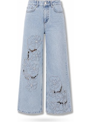 5in1Canpolat Açık Mavi Nakış Detaylı Jean 1025