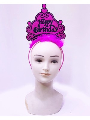 Zenvia Mey Ithalat® Happy Birthday Neon Fuşya Renk Doğum Günü Tacı 24X15 cm
