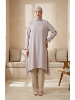 Sefa Merve Krep Kumaş Salaş Tunik 1011-11 Krem