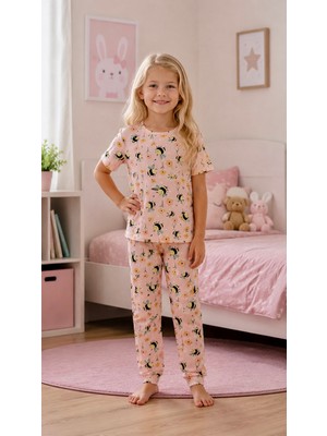 Enie Kız Çocuk Arı Desenli Kısa Kollu Pijama Takımı