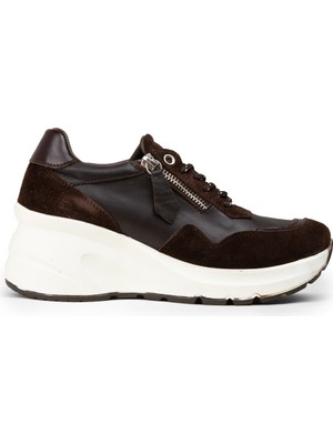 Deery Kadın Hakiki Süet Kahverengi Dolgu Topuk Sneaker - M9147ZKHVC02