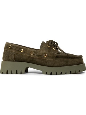 Deery Kadın Hakiki Süet Yeşil Marin Loafer - 02036ZYSLC01