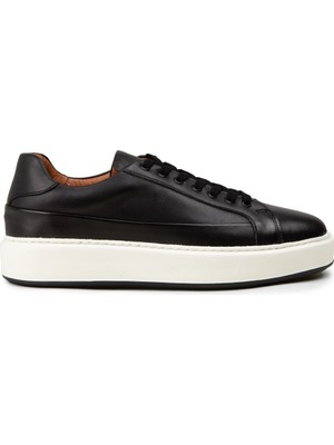 Deery Erkek Siyah Hakiki Deri Sneaker Ayakkabı - E4482MSYHC01