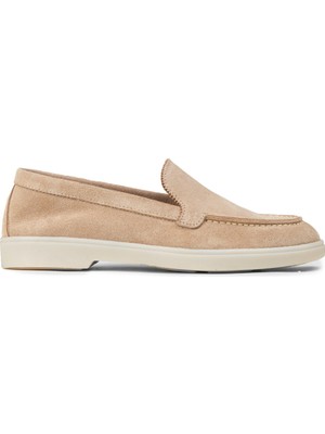 Deery Kadın Hakiki Süet Bej Loafer Ayakkabı - 02039ZBEJC01