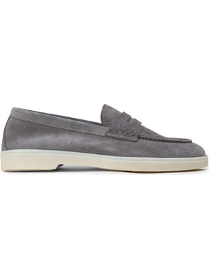 Deery Kadın Hakiki Süet Gri Loafer Ayakkabı - 02038ZGRIC01