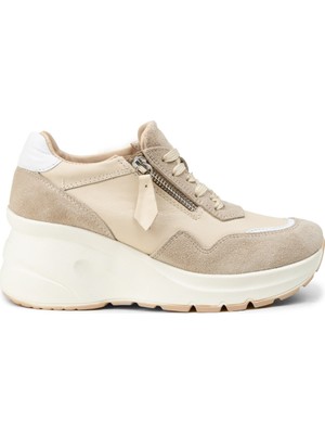 Deery Kadın Hakiki Süet Bej Dolgu Topuk Sneaker - M9147ZBEJC01