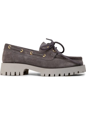 Deery Kadın Hakiki Süet Gri Marin Loafer - 02036ZGRIC01
