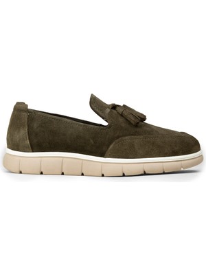 Deery Erkek Hakiki Süet Yeşil Püsküllü Loafer - 02048MYSLE01