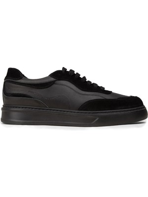 Deery Erkek Siyah Hakiki Deri Sneaker Ayakkabı - 02013MSYHE01