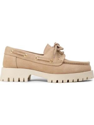 Deery Kadın Hakiki Süet Bej Marin Loafer - 02036ZBEJC01