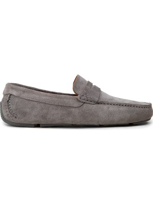 Deery Erkek Hakiki Süet Gri Penny Loafer - E0920MGRIC01