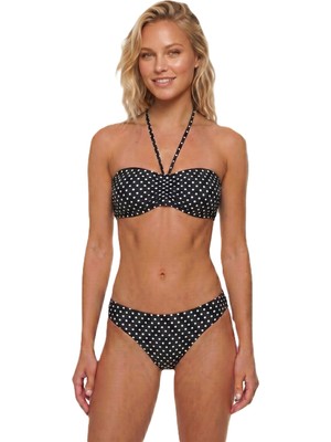 Donlaritta Kadın Büzgü Detaylı Boyundan Bağlamalı Straplez Bikini Takımı