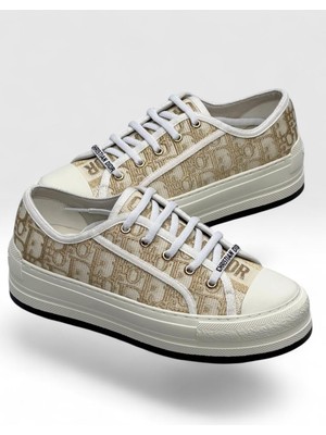 Globalux Women's Christian Dior Walk’n Platform Sneaker - Dior Oblique Embroidered Cotton - Kadın Sneaker - Platform Ayakkabı