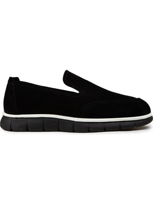 Deery Erkek Hakiki Süet Siyah Loafer Ayakkabı - 02044MSYHE01