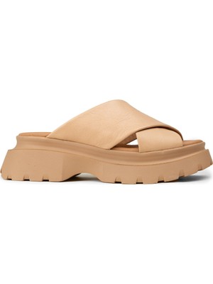 Deery Kadın Hakiki Deri Bej Platform Terlik - L2519ZBEJP01