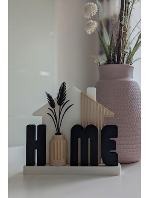 AKT Dekoratif Home Yazısı - Hediyelik Home Yazılı Salon Raf Süsü - Modern Konsol Üstü Biblo Obje, Minimalist Masa Üstü Ev Dekoru