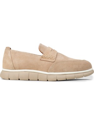 Deery Erkek Bej Hakiki Süet Loafer Ayakkabı - 02045MBEJE01