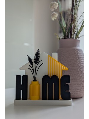 AKT Dekoratif Home Yazısı - Hediyelik Home Yazılı Salon Raf Süsü - Modern Konsol Üstü Biblo Obje, Minimalist Masa Üstü Ev Dekoru