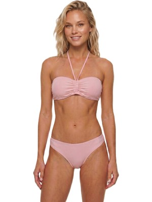 Donlaritta Kadın Büzgü Detaylı Boyundan Bağlamalı Straplez Bikini Takımı