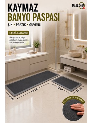 Sihirli Su Emici Mutfak Banyo Paspası Kaymaz Tabanlı 156X38 cm Takım 38X58 cm Yazısız Model M-61