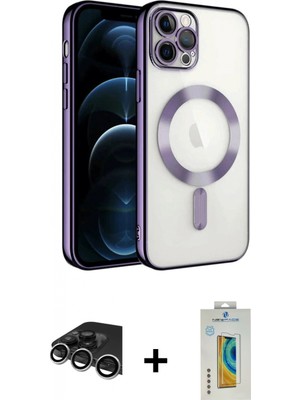 Marsilyan™- iPhone 14 Pro Max Kılıf Nova Işık Özel Seri - Siyah Polymer Nano Ekran Koruyucu + Raze Metal Kamera Lens - Gs