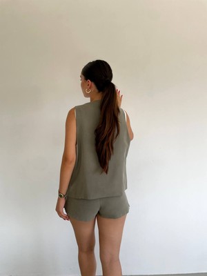 369 Etnik Butik Kadın Kruvaze Düğmeli Oversize Yelek